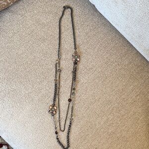 EUC Vintage LOFT Elegant Floral Necklace with Pink and Green Details, 17”